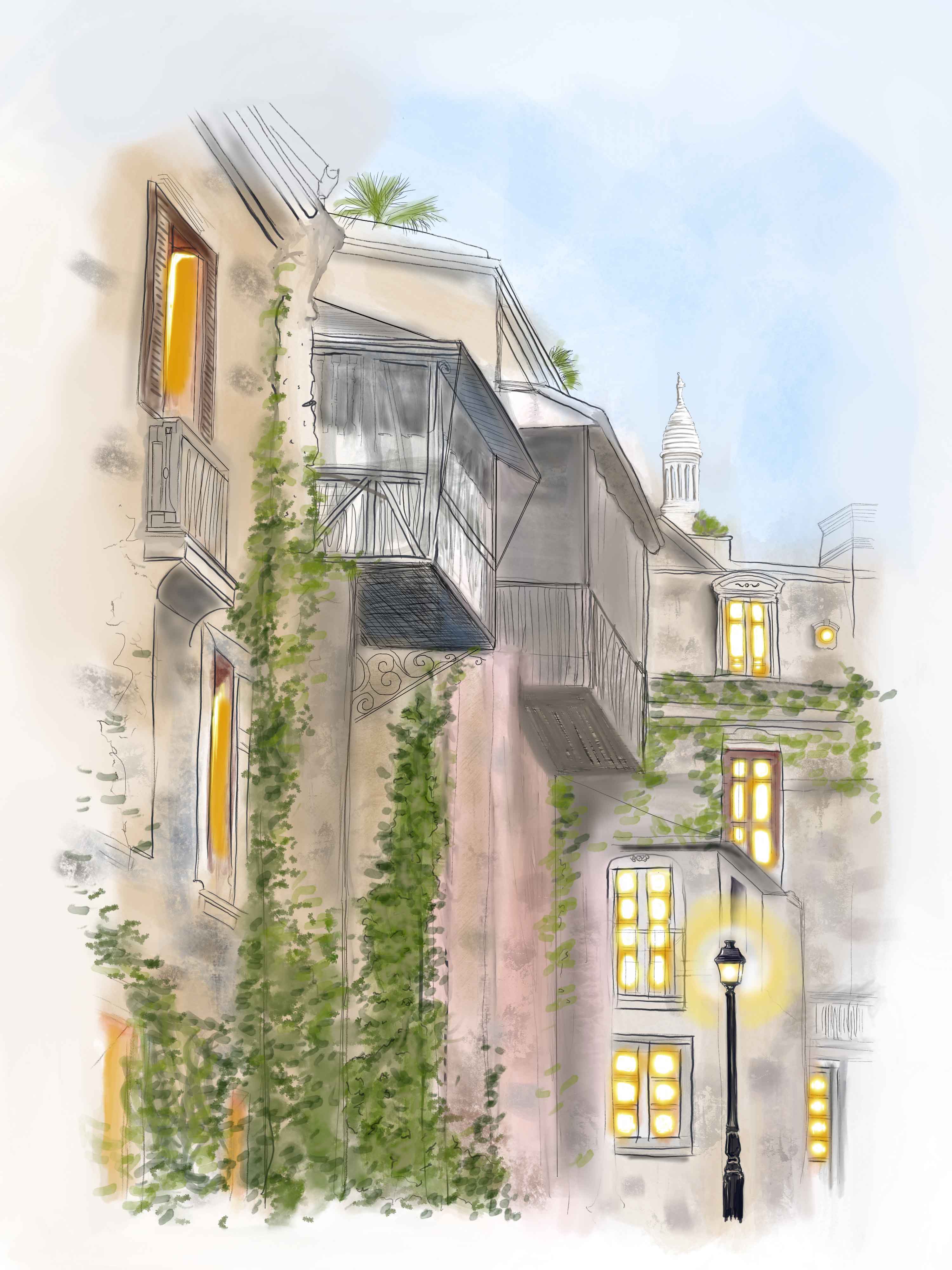 Italian Walkway (Digital Illustration)