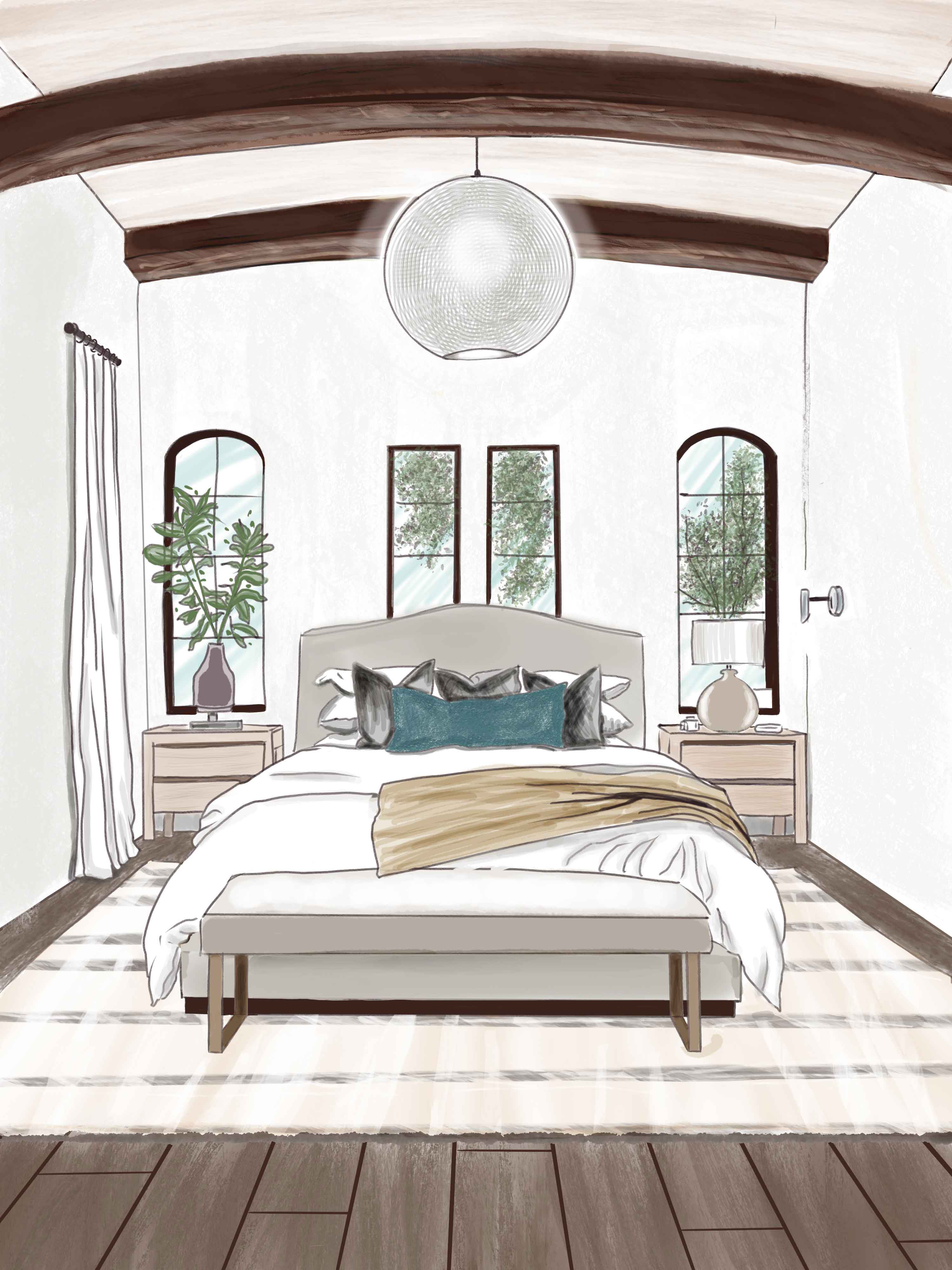 Bedroom Interior Study (Marker Rendering)